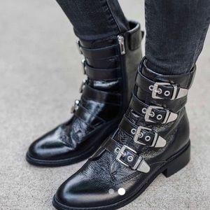 Marc Fisher LTD Black Leather Moto Diante Boot